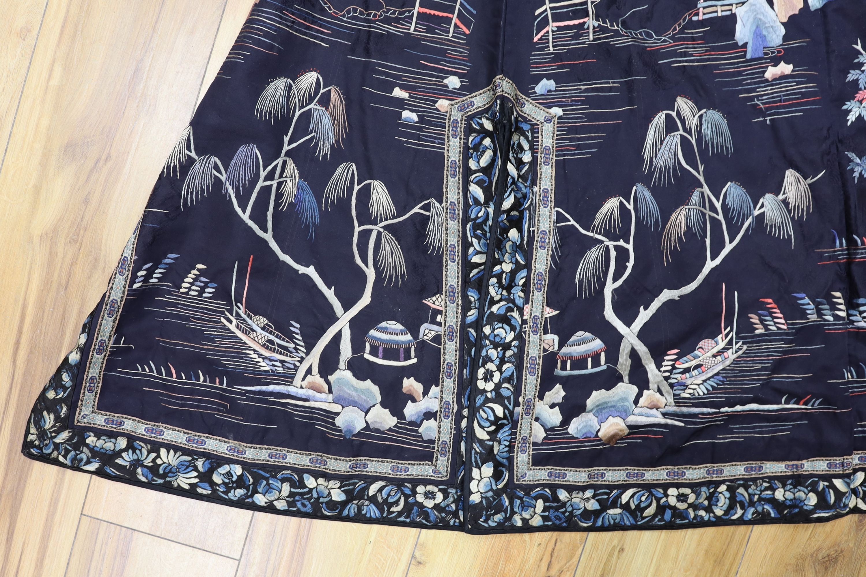 A Chinese embroidered silk robe